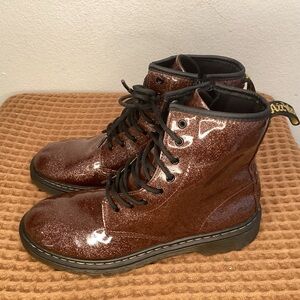 Dr. Martens 1460 GLITTERY Lace Up Zip Ankle Boots Women’s Size 7 Brown